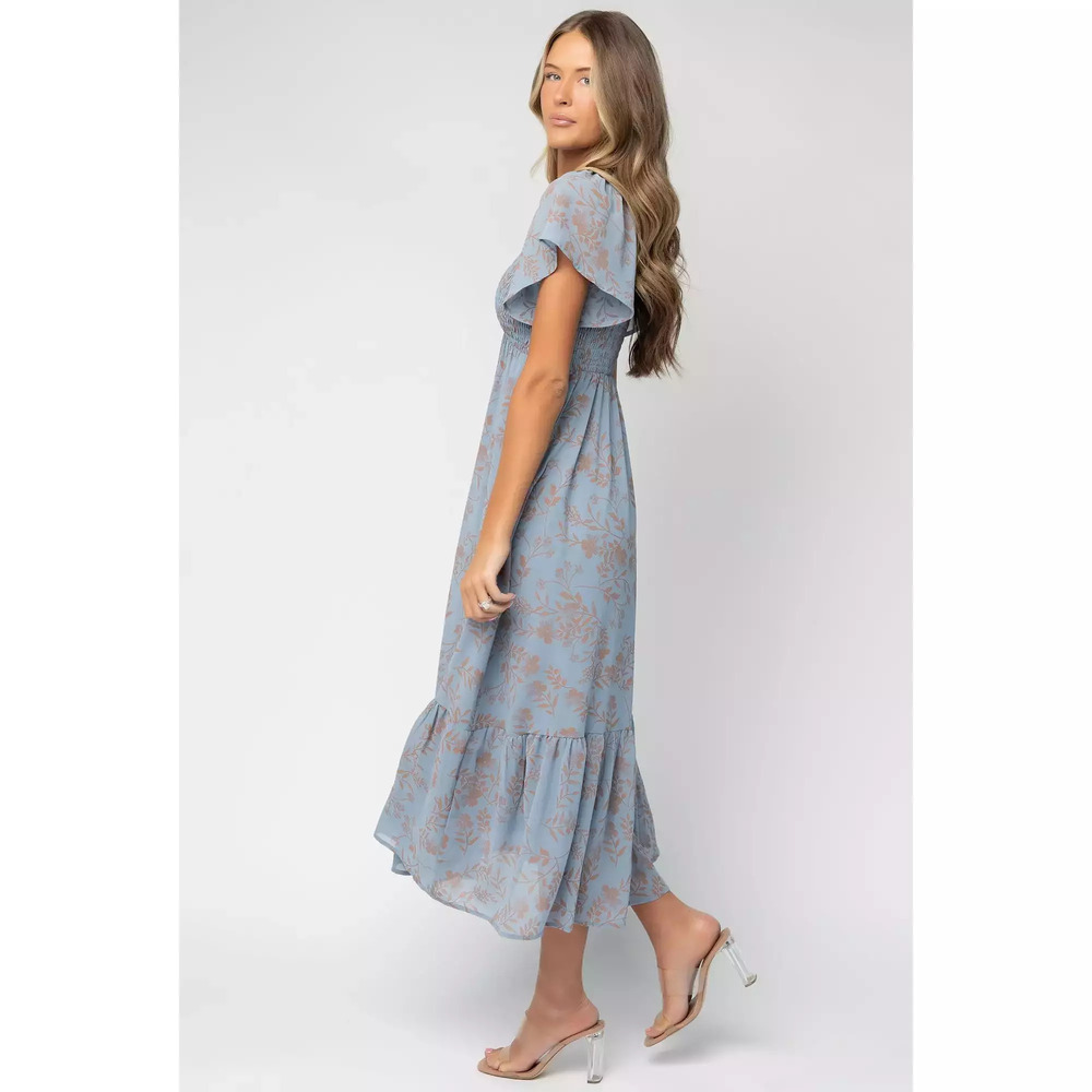 Baltic Born Monica Smocked Dress | Dusty Blue + Terracotta Size 3XL3XL - Picture 4 of 5